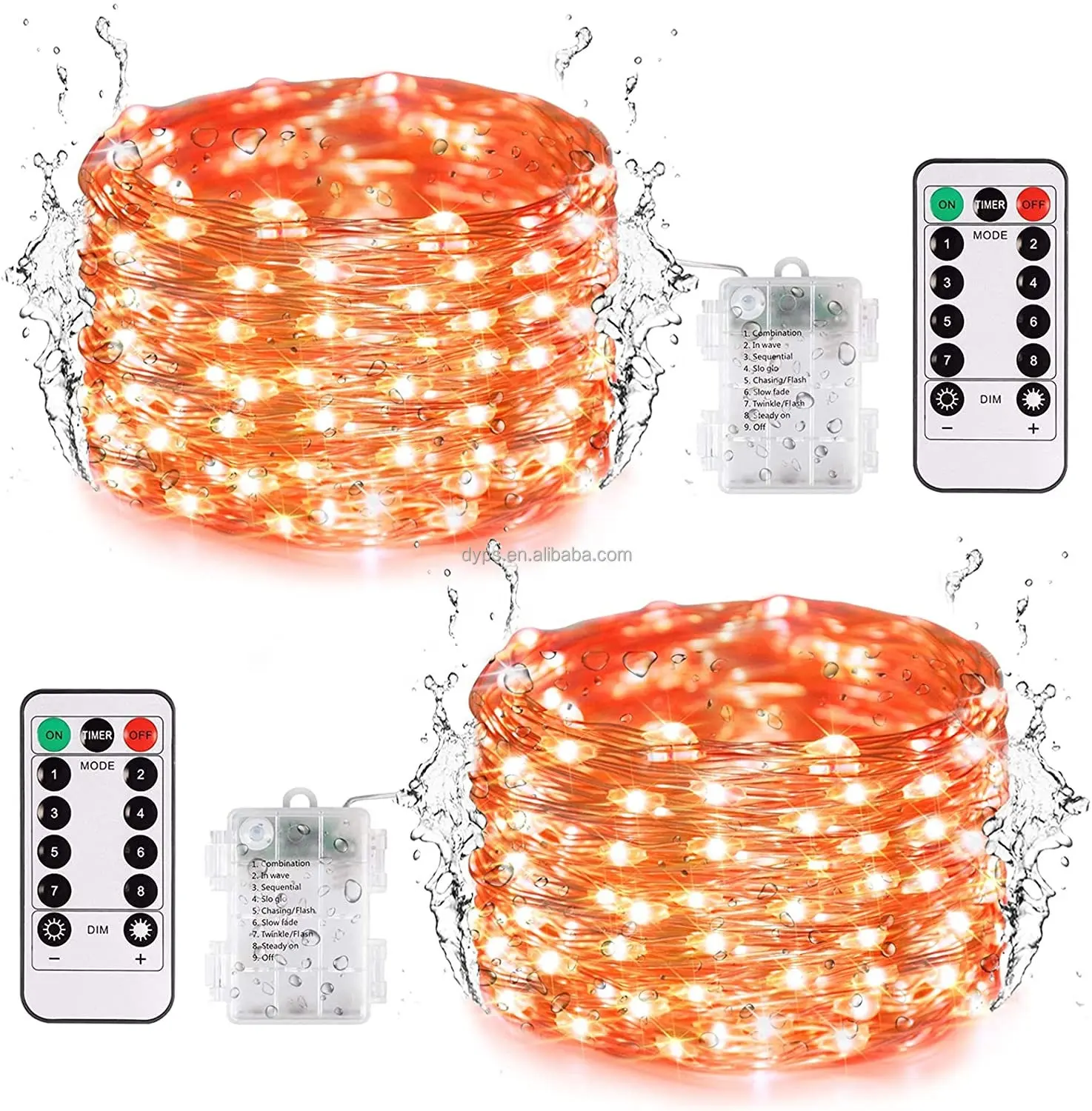 Wholesale Waterproof Battery Operated Light Copper Wire Micro Remote Control 8 Functions LED Fairy Light