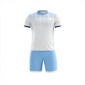 Conjunto de Camiseta de Fútbol con Estampado en Degradado Blanco y Azul, Unisex, Manga Corta, Sublimada, Absorbe la Humedad, Ajuste Atlético, Uniforme para Todas las Temporadas - Product Image 1