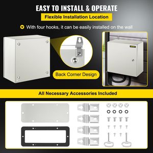 Boîtier Électrique en Acier 16 x 8 Pouces IP66 Étanche pour Extérieur et Intérieur, pour Instruments Électroniques D0100HAMHQY NEMA 4X - Product Image 6
