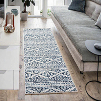 SAFAVIEH Tulum Collection Runner Rug 2 X 15 Ivory Navy Moroccan Boho Tribal Design Polypropylene Non-Shedding Easy Clean