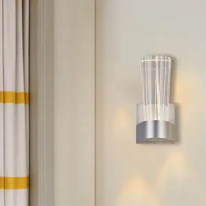 中国制造商水晶壁灯LED银铝室内墙壁设计，用于家庭门厅卧室办公酒店