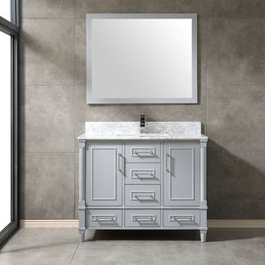 Mueble de Baño Moderno de Madera Sólida Estilo Farmhouse con Espejo Enmarcado Incluido, Resistente al Agua y Ecológico para Apartamento - Product Image 1