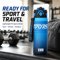 Bouteille d'eau sport Tritan personnalisée 600 ml 750 ml, dégradé de couleurs, anti-fuite, avec bouchon à clapet et sangle de transport pour la salle de sport, les voyages et les activités de plein air