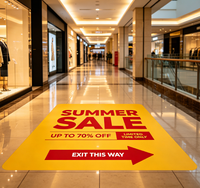 Autocollant de sol robuste antidérapant en PVC, impression personnalisée du logo pour la promotion en magasin, centre commercial, signalétique directionnelle
