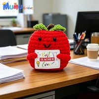 Boneka Amigurumi Apel Merah Rajutan Katun Buatan Tangan, Mainan Boneka Buah Rajut, Dekorasi Meja Lucu, Hadiah, Grosir Kustom