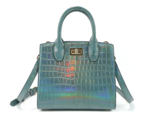 Women PU Leather Texture Handbag Metallic Top Handle Bag Small Shoulder Purse For Daily Party Use - Product Image 1