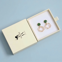 Boîte cadeau rigide en papier recyclé avec logo personnalisé, tiroir coulissant, pour colliers, boucles d'oreilles, bijoux, boîtes à bagues avec éponge, vente en gros