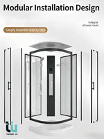Cabine de douche complète Twowinco à hauteur réglable, quadrant, CE, hôtel, montage facile