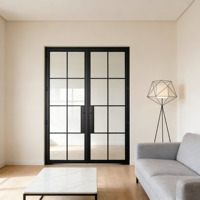 Porte intérieure en verre à double panneau, design populaire, service OEM, porte battante intérieure en verre Low-E, best-seller