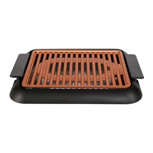 best double electric flat top griddles & grills outdoor with two layers non-stick coating and golden color
