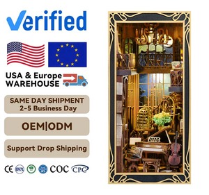Minicity 3d Book Nook 3d Puzzle in legno in miniatura Kit per la casa di libri da te Kit per adulti pianista con usignolo) - Product Image 1