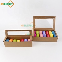 Boîte pliable en papier kraft brun pour dessert alimentaire personnalisée boîte cadeau recyclable d'emballage de macaron biscuit avec fenêtre