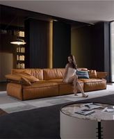 Ensemble de canapés modulaires de style américain moderne en cuir véritable pour salon, appartement et hôtel