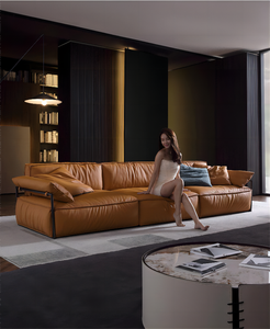 طقم أريكة مقطعية على الطراز الأمريكي الحديث تصميم كلاسيكي لمنزل ريفي من الجلد الأصلي أثاث غرفة معيشة للشقق - Product Image 5