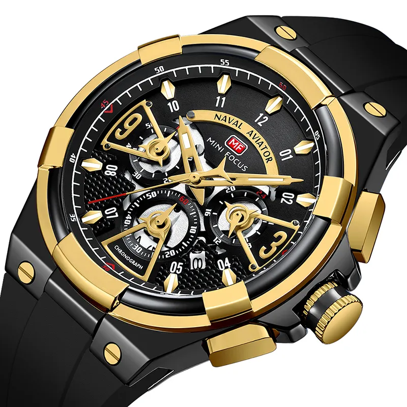 MINI FOCUS MF0402G Men's Watch New Chronograph Calendar Waterproof Sport Stop Watches Luxury Casual Wristwatch Man