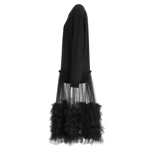 New Unique Casual Solid Color Sexy <strong>SweatShirt</strong> Patchwork Mesh Ruffle Puffer Long Maxi Pleated Party Casual <strong>Dresses</strong> <strong>Women</strong> Ladies - Product Image 5