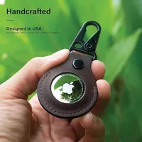 Mini porte-AirTag vintage en cuir véritable, étui de protection anti-rayures pour clés, bagages, collier d'animal de compagnie