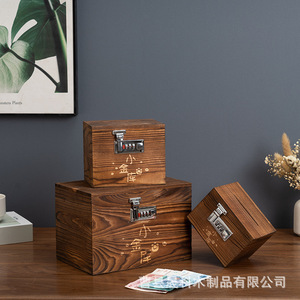 กล่องเก็บเงินไม้พร้อมกุญแจล็อค สำหรับเด็กอายุ 5 ถึง 7 ปี ใช้เก็บออมสิน - Product Image 5