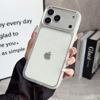 Coque de téléphone personnalisée transparente mate colorée avec cadre électroplaqué et rainures pour iPhone 17 Pro Max – Étui de protection antichoc transparent