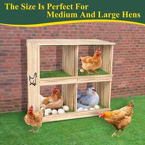 Nido de gallinas de madera de doble capa, 27.6x14x26 pulgadas, jaula ecológica para la puesta de huevos de aves de corral - Product Image 3