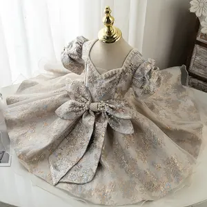 Embroidery Flower Infant Baby Girls Vintage Dress With Bow Wedding Party Birthday Princess Clothing Boutiques