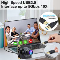 Módulo de Cámara USB 3.0 ELP de 20MP y 27.5fps de Alta Velocidad con Video 4K a 30fps, 0.1 Lux de Baja Luz, Sin Distorsión, Lente Gran Angular para PC
