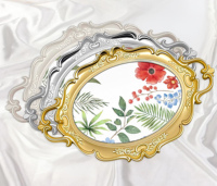 Vente en gros de plateau en PP doré pour la fête de mariage ou le stockage de bonbons biscuit plat de riz en or