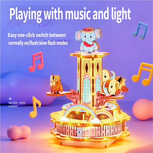 Boîte à musique en bois tendance et amusante de haute qualité, jouet d'assemblage DIY, modèle de carrousel et d'avion, ornement éducatif pour enfants de 7 à 12 ans et plus, unisexe - Product Image 5