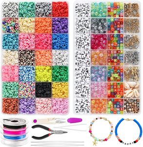 Kit de perles plates en argile polymère pour la fabrication de colliers, petites perles mignonnes en argile polymère, jouets éducatifs en gros - Product Image 1