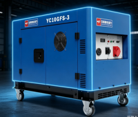 Générateur diesel silencieux YuChai YC10GFS-3 10 kW, triphasé, puissance égale, monophasé 400 V 230 V, groupe électrogène V-Twin 11 kW max, démarrage électrique