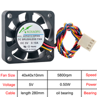 Ventilateur axial ACP4010-B5PWM ACP4010-12-PWM 4cm 40mm 40x40x10mm DC5V/12V 4 broches 9800 tr/min pour refroidissement du processeur Raspberry Pi