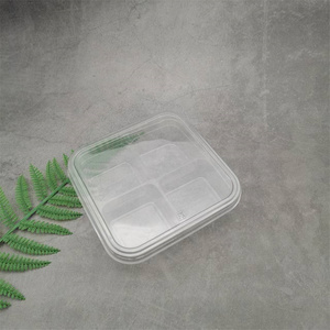 Contenedor Desechable Pequeño de Plástico PET con <span class=keywords><strong>4</strong></span> Compartimentos y Tapa para Refrigerios, Verduras, Carne, Almuerzo/Cajas Bento - Product Image 4