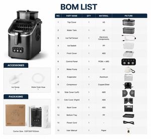 Machine à glaçons en cube portable, 15 kg/24 h, fabrication rapide de glaçons carrés, refroidissement par compresseur, réservoir d'eau de 1,4 L pour usage domestique - Product Image 6