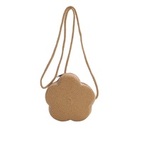 Sac à bandoulière en paille tressée motif floral pour l'été 2025 – Petit sac à fermeture éclair pour filles, idéal pour les vacances à la plage