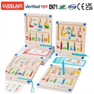 Jouet en bois pour enfants, un abaque magnétique en bois 2-en-1 avec classification des couleurs, un jouet éducatif et un puzzle - Product Image 1