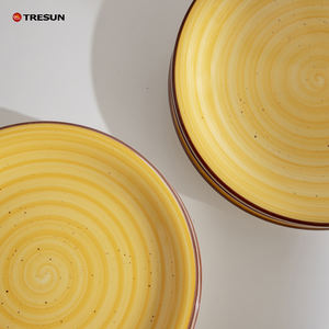 Plato de gres occidental pintado a mano de diseño italiano, juego de cena de cerámica, platos de cena planos redondos - Product Image 4