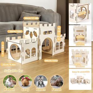 Castello Extra largerabbit gamehouse adatto per il coniglio al coperto climbingtowewithtunnel robusto hidingplacesuitable per i giocattoli di coniglio - Product Image 3