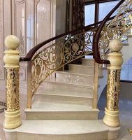 Escalier en fer forgé d'usine, balustrade en cuivre et aluminium pour hôtel, main courante sculptée en métal pour villa