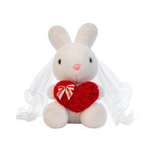 Oreiller de couple lapin en peluche super douce Xiwa, en coton PP lavé, avec <span class=keywords><strong>voile</strong></span> cœur, pour mariage haut de gamme, cadeau de Saint-Valentin - Product Image 5