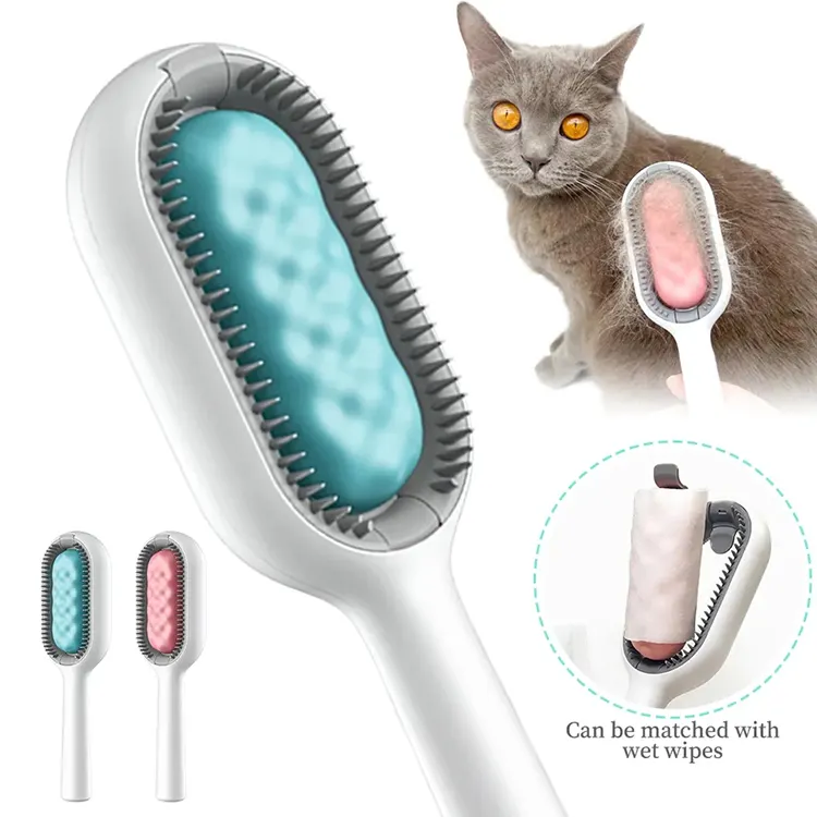 Nova Dupla Face Pet Grooming E Limpeza Pente Pet Hair Remover Escova Abs Dog Cat Escova De Limpeza De Cabelo Com Tanque De Água