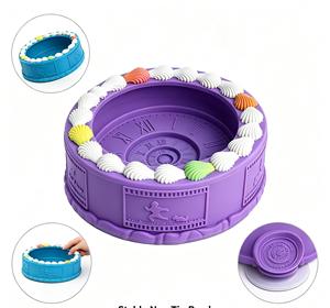 Custom Embossed Pattern Pet <b>Bowl</b> Cake Shape Silicone Slow Feeder <b>Dog</b> Cat <b>Bowl</b> <b>Personalized</b> Wholesale - Product Image 1