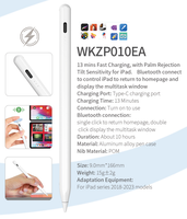 Stylet capacitif actif WENKU WKZP010EA à charge rapide, rejet de la paume, fonction d'inclinaison, pointe remplaçable, 12 heures d'autonomie pour iPad Air