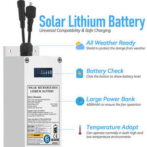 Ventilateur de plafond solaire moderne <span class=keywords><strong>Kaiten</strong></span> 52 pouces, 3 vitesses, lumière extérieure, batterie silencieuse, plastique réglable et patios de gazebo KP-WSCFL52 - Product Image 6