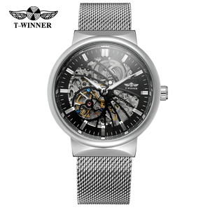 Orologi T-winner Personalizzati con Logo, Automatici Scheletrati, Cinturino in Acciaio Inox, Resistenti all'Acqua 3ATM, Orologio da Polso da Uomo - Product Image 1