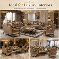 Maßgefertigtes Luxus-Villa-Hotel-Lobby Klassisches Wohnzimmer-Möbelset 6-7-Sitzer Sofa-Garnitur mit Couchtisch