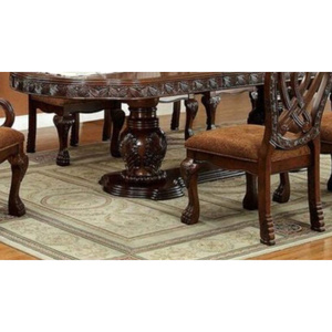 Juego de 2 sillas de comedor tradicionales DB de diseño formal majestuoso de granja detalles tallados intrincados asiento de tela de madera maciza de cerezo - Product Image 5