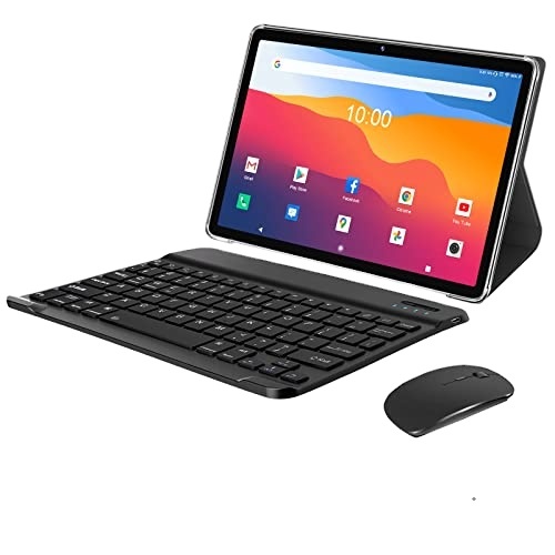 Newest 2-in-1 Android 12 Tablet with HD Touchscreen 13MP Dual Camera Octa Core GMS Keyboard Case Mouse-for Business Use