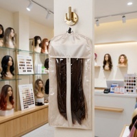 Producto DE FÁBRICA DE China, extensiones de cabello transparentes de seda satinada, bolsa de peluca, bolsas de almacenamiento transparentes con percha y cremallera para pelucas