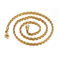Chaîne de collier en acier inoxydable, coloris noir, argent et rose, 14k, 18k, collier à corde remplie, vente en gros, 1/2/3/4/5/6/7mm, 316l