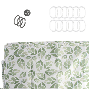 Tenda da doccia con foglie verdi 180x200 cm. Impermeabile - Product Image 6